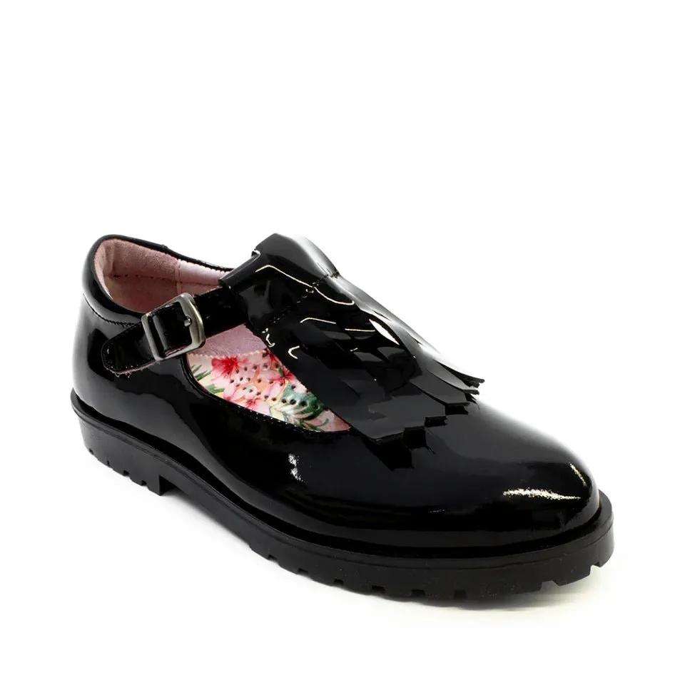 Petasil : Chaussures d'école à barrette Tatiana 2 Filles - Vernis noir