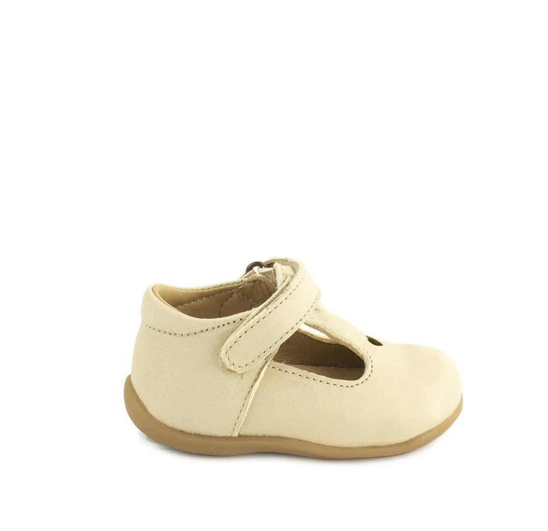 Petasil: Chaussures à scratch T-Bar Tima - Crème Savane