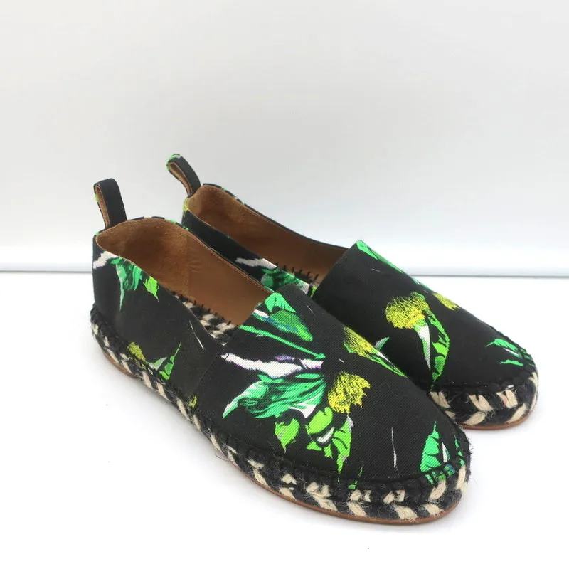 Proenza Schouler Espadrilles Imprimé Fleuri Noir Taille 6 Canvas Mules
