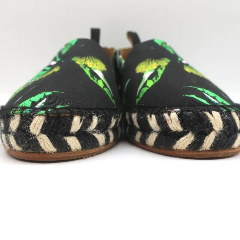 Proenza Schouler Espadrilles Imprimé Fleuri Noir Taille 6 Canvas Mules