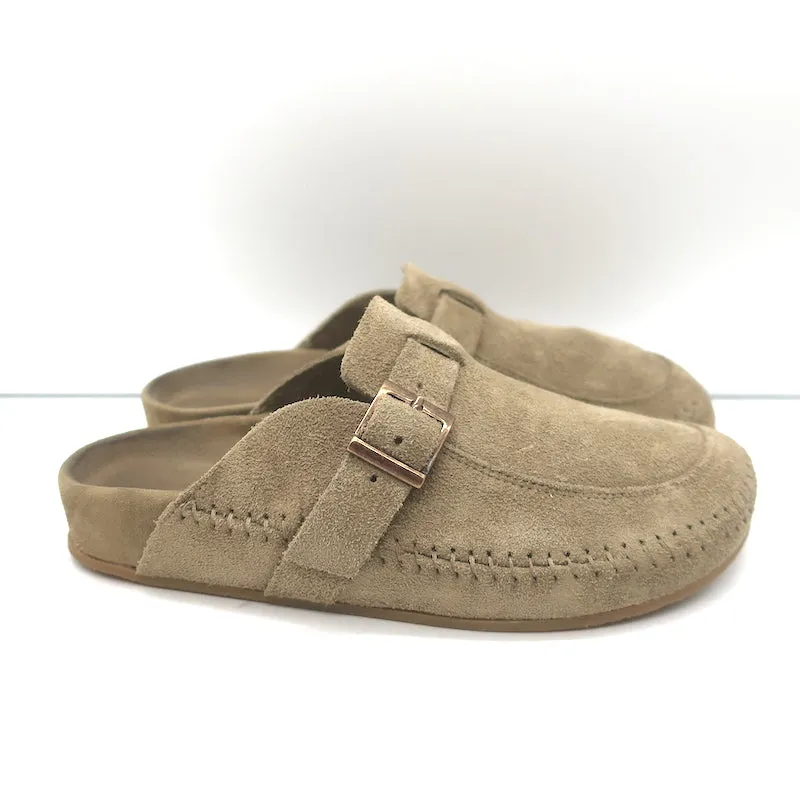 RE/DONE Mules plates en daim taupe taille 7 des années 70