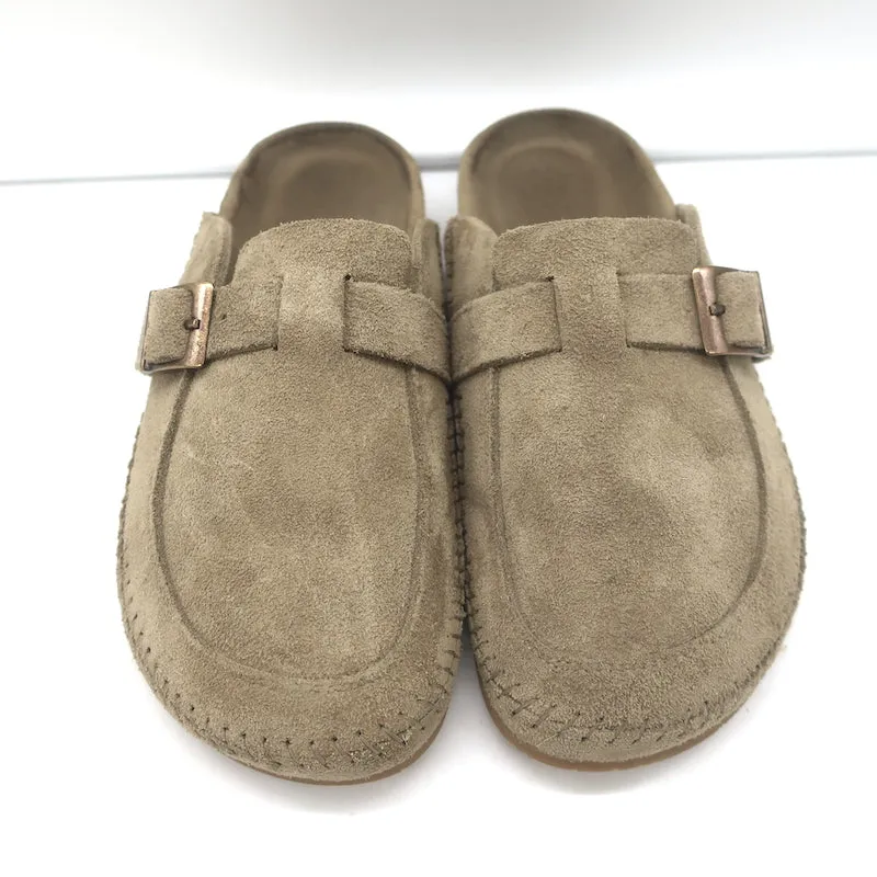 RE/DONE Mules plates en daim taupe taille 7 des années 70