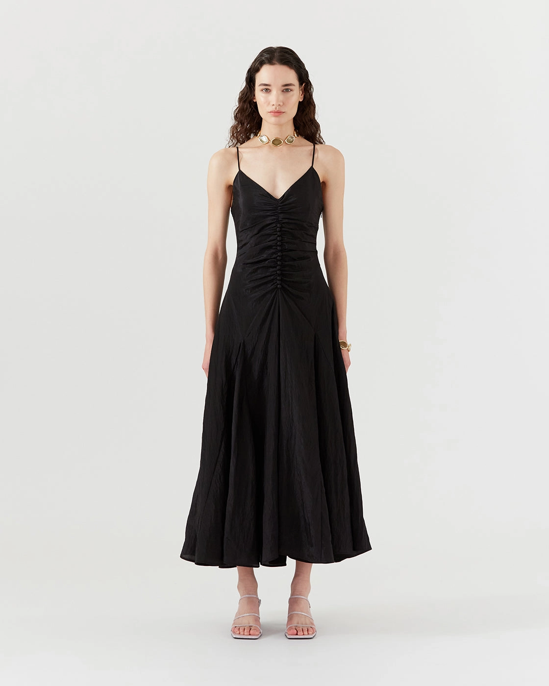Saanvi Dress Viscose Blend Crinkle Black