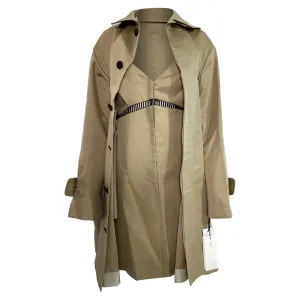 Sacai Dress Insert Trench Coat in Brown Cotton