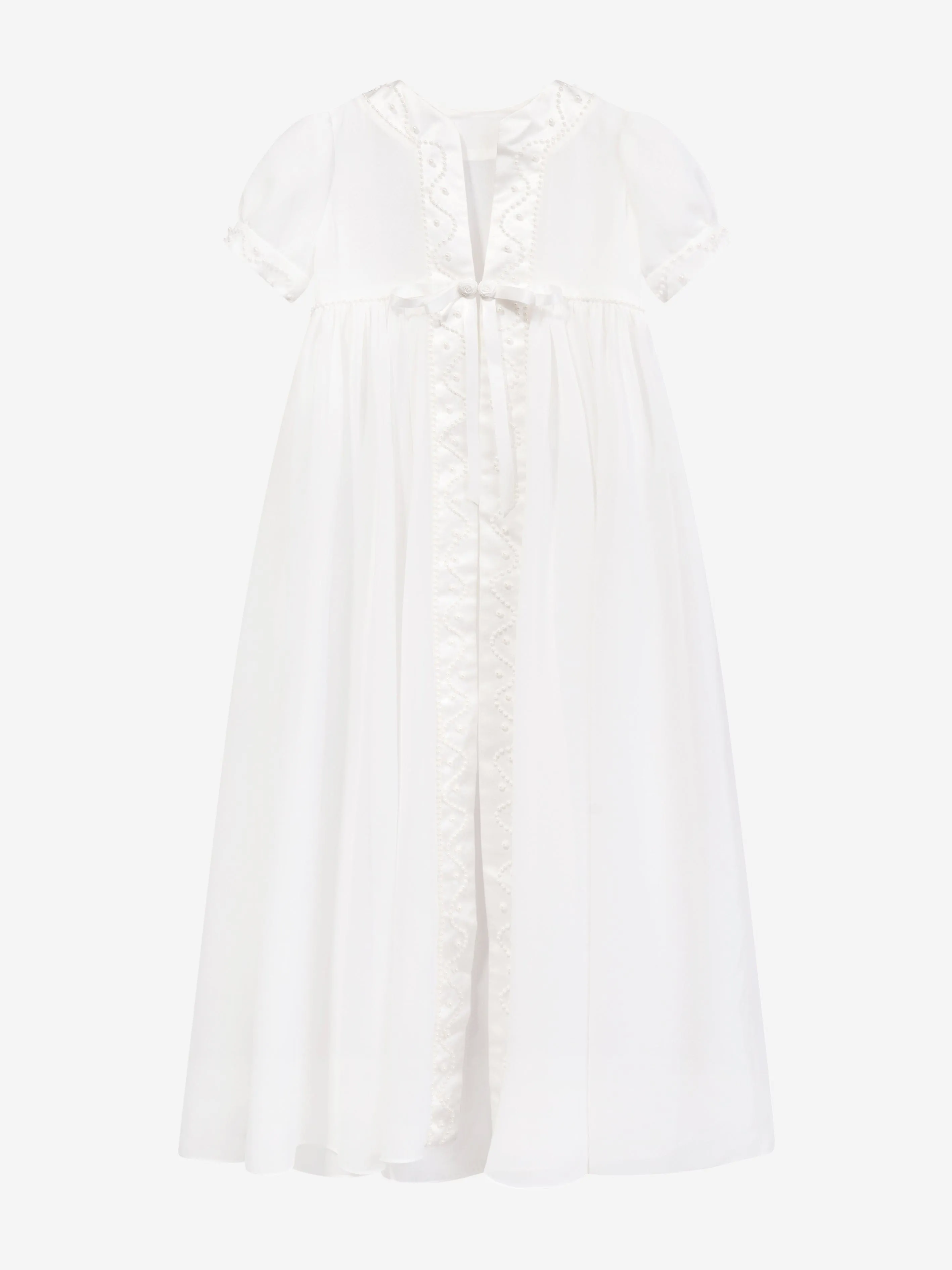 Robe de baptême et bonnet en ivoire pour bébé fille Sarah Louise