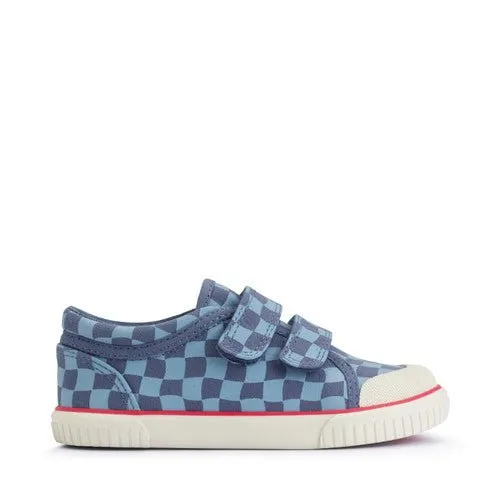 Start-Rite : Baskets en toile à scratch - Vérification bleu denim