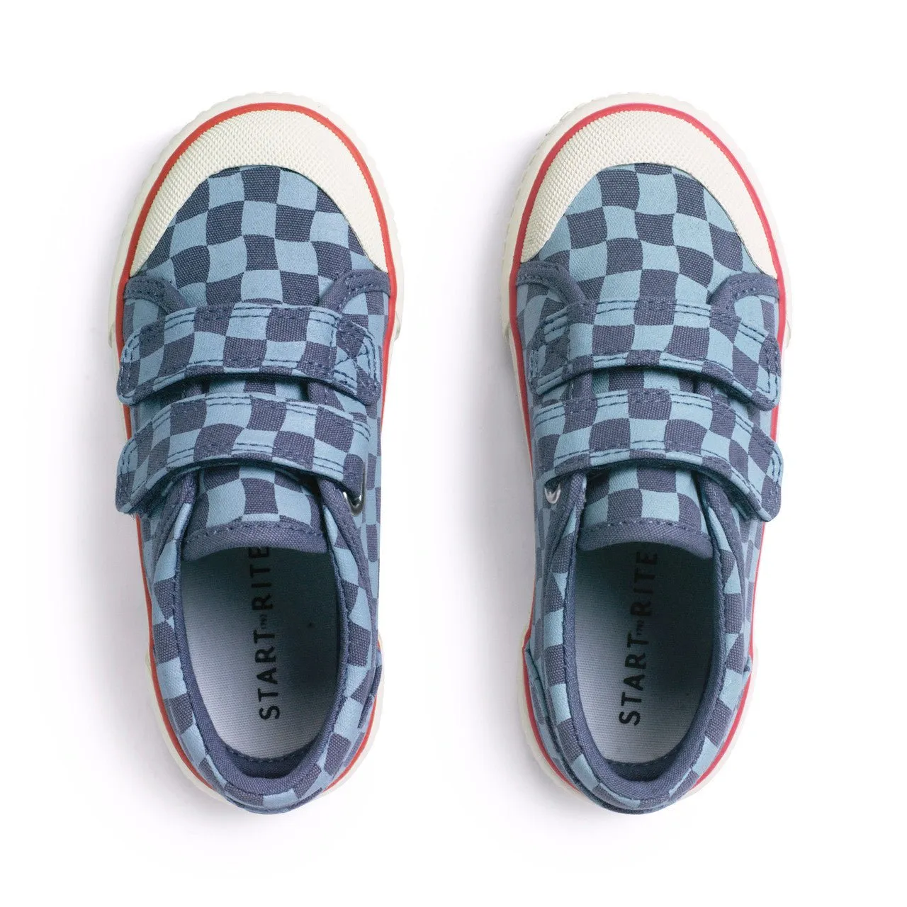 Start-Rite : Baskets en toile à scratch - Vérification bleu denim