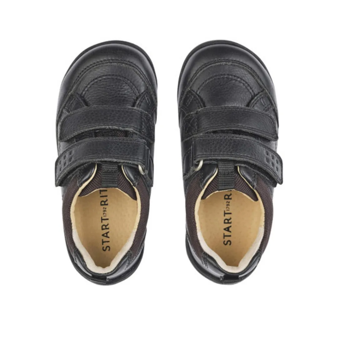 Start-Rite : Chaussures d'école à fermeture éclair Zigzag Riptape - Cuir noir