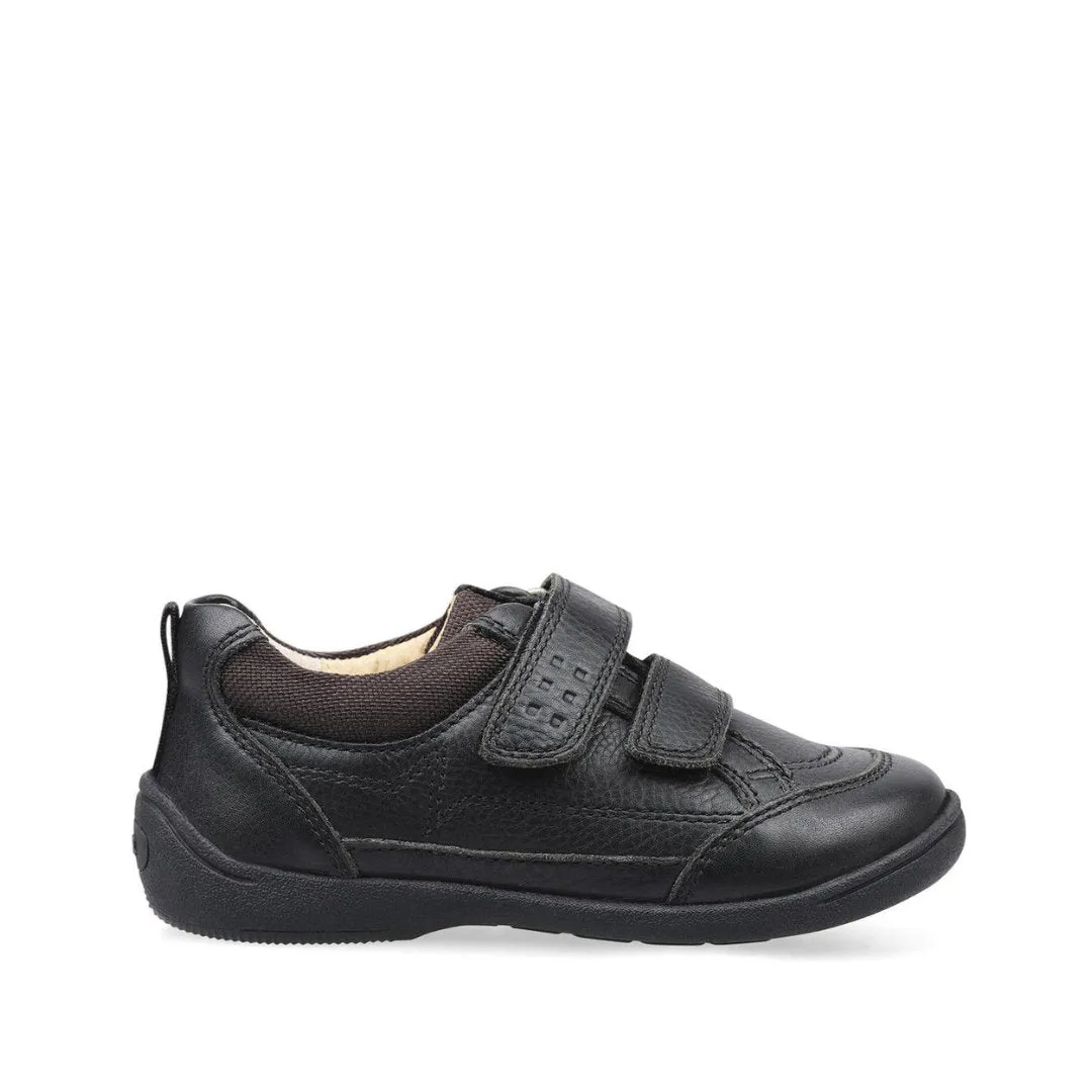 Start-Rite : Chaussures d'école à fermeture éclair Zigzag Riptape - Cuir noir