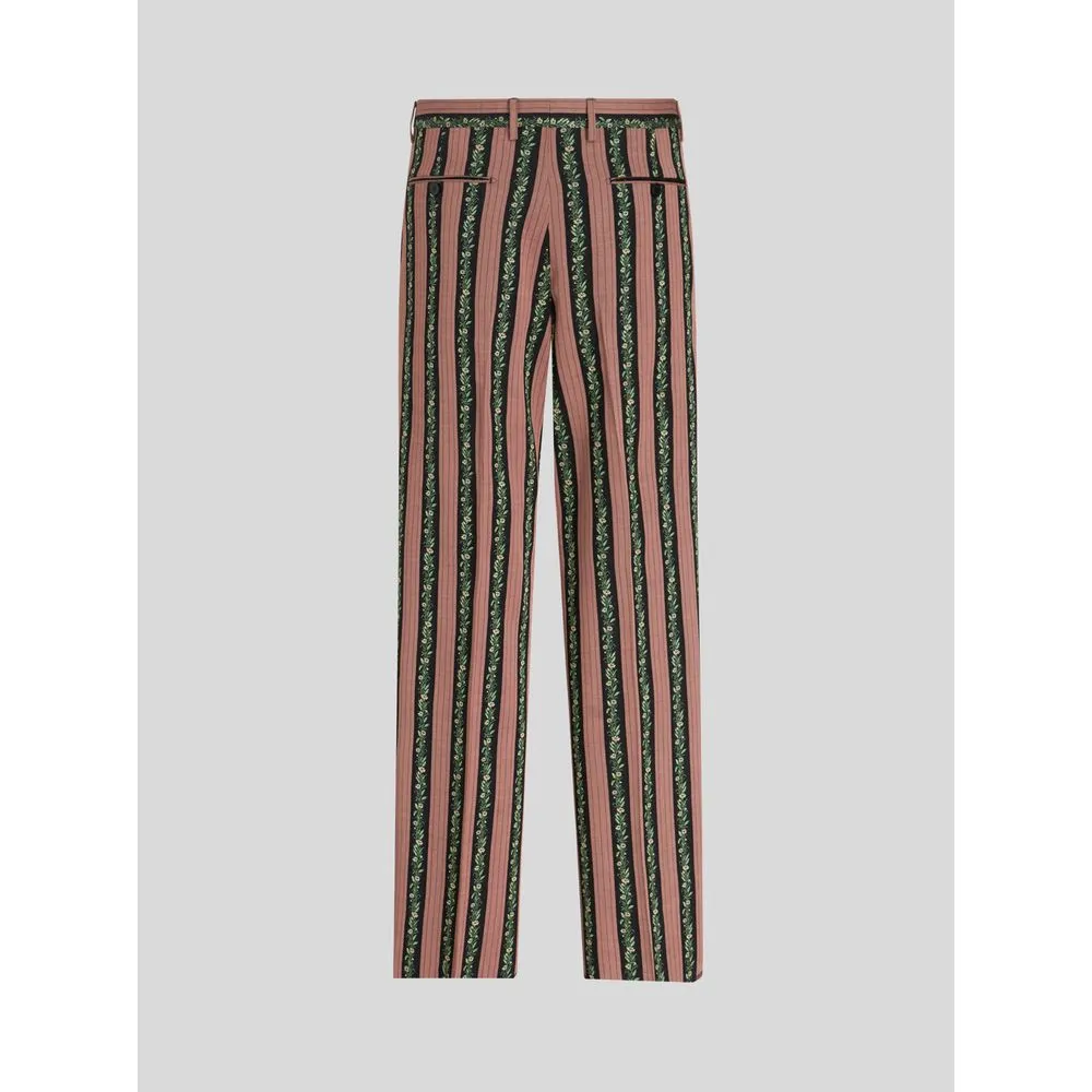 PANTALON JACQUARD FLORAL À RAYURES