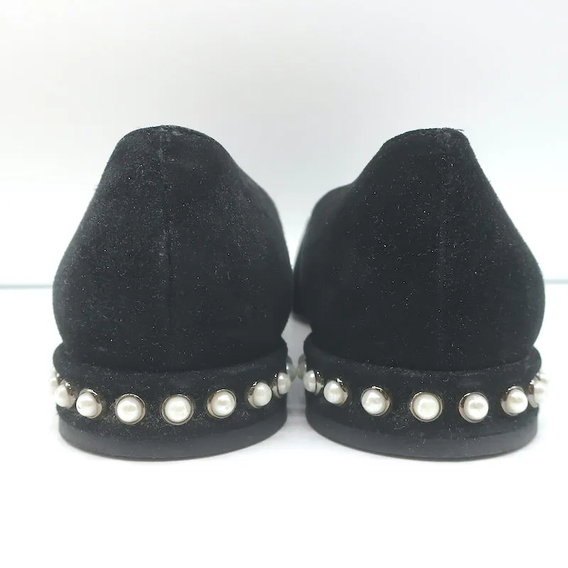 Stuart Weitzman Chicpearl Ballerines en Suède Noir Taille 8