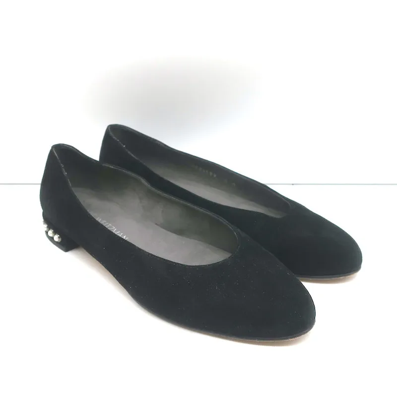 Stuart Weitzman Chicpearl Ballerines en Suède Noir Taille 8