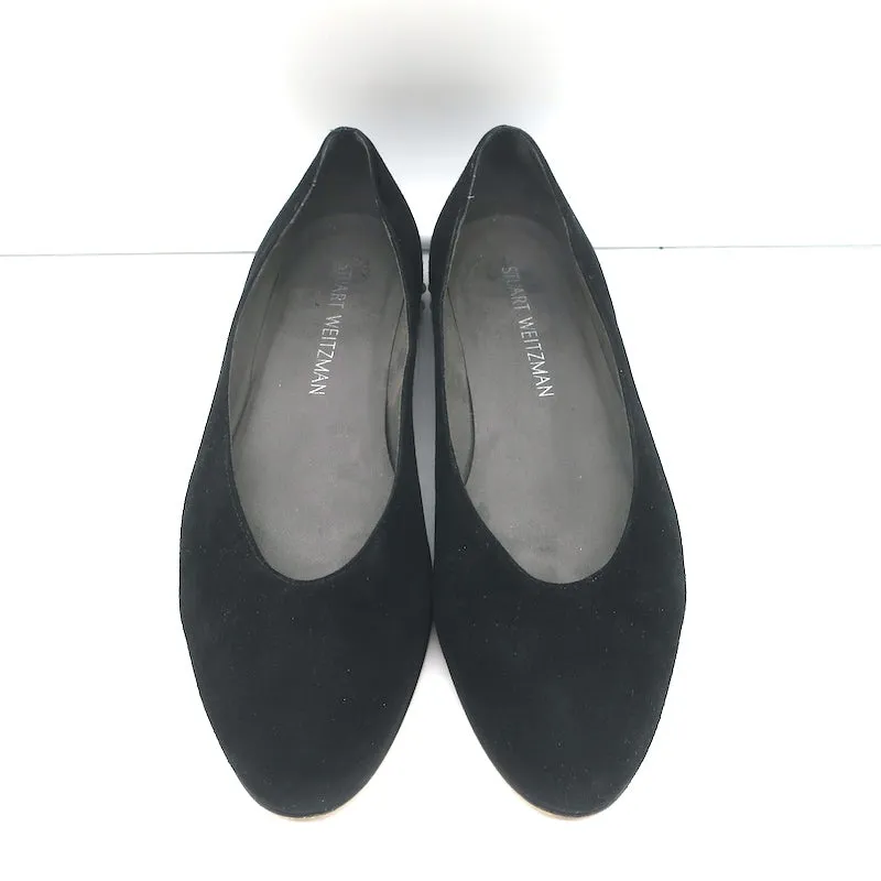 Stuart Weitzman Chicpearl Ballerines en Suède Noir Taille 8