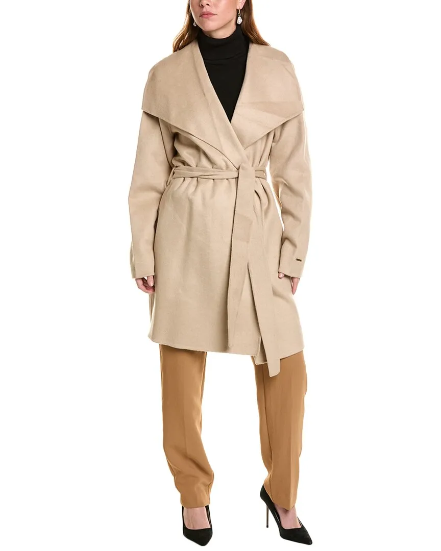 Manteau enveloppant Tahari Ella en laine mélangée