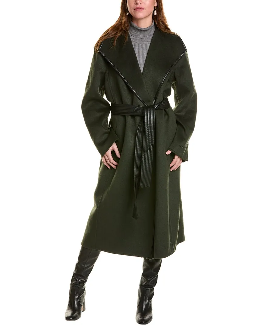Manteau enveloppant Tahari Juliette en laine mélangée