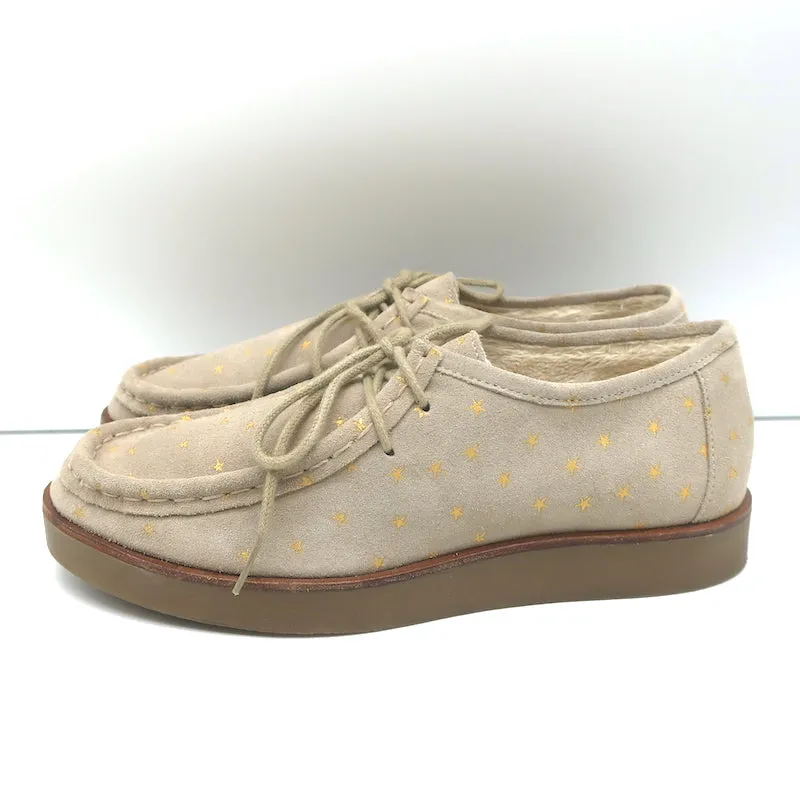 THE GREAT Scout Chaussures à Lacets Taupe Imprimé Étoile Doublure en Shearling Daim Taille 8