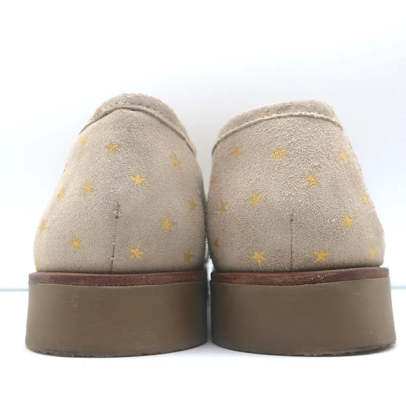 THE GREAT Scout Chaussures à Lacets Taupe Imprimé Étoile Doublure en Shearling Daim Taille 8