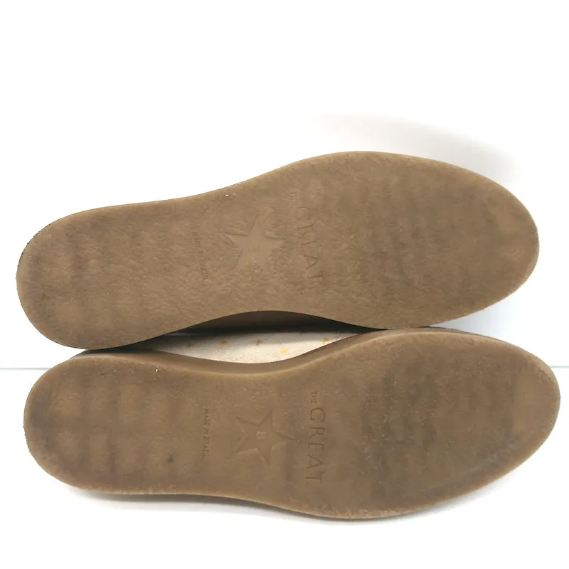 THE GREAT Scout Chaussures à Lacets Taupe Imprimé Étoile Doublure en Shearling Daim Taille 8