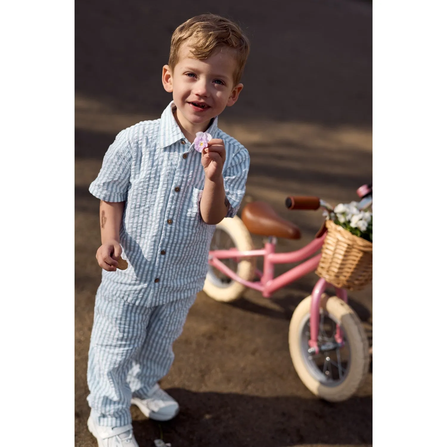 LES NOUVEAUX Siblings X Luksusbaby Pantalon Ojo Rayé Bleu Brumeux Babykids_The-New-Siblings