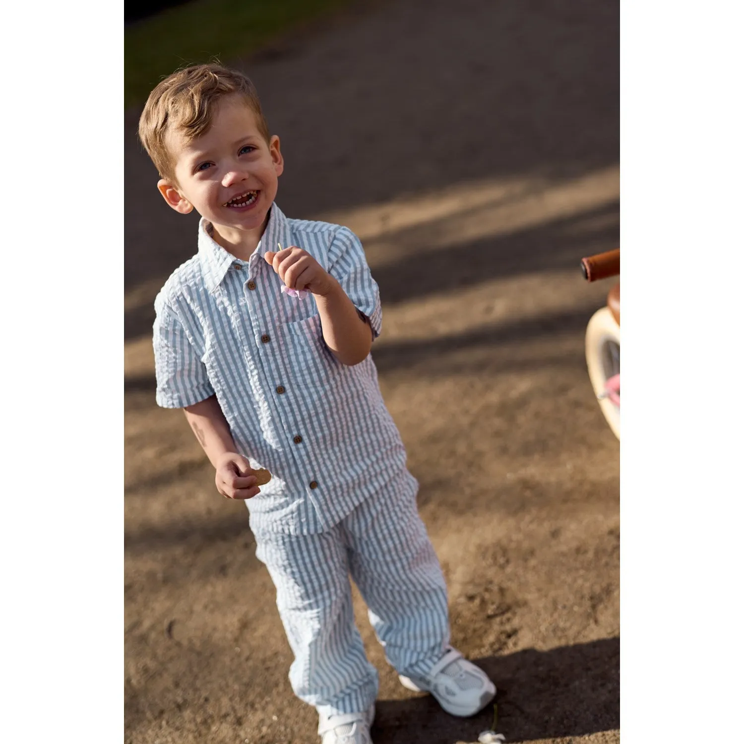 LES NOUVEAUX Siblings X Luksusbaby Pantalon Ojo Rayé Bleu Brumeux Babykids_The-New-Siblings