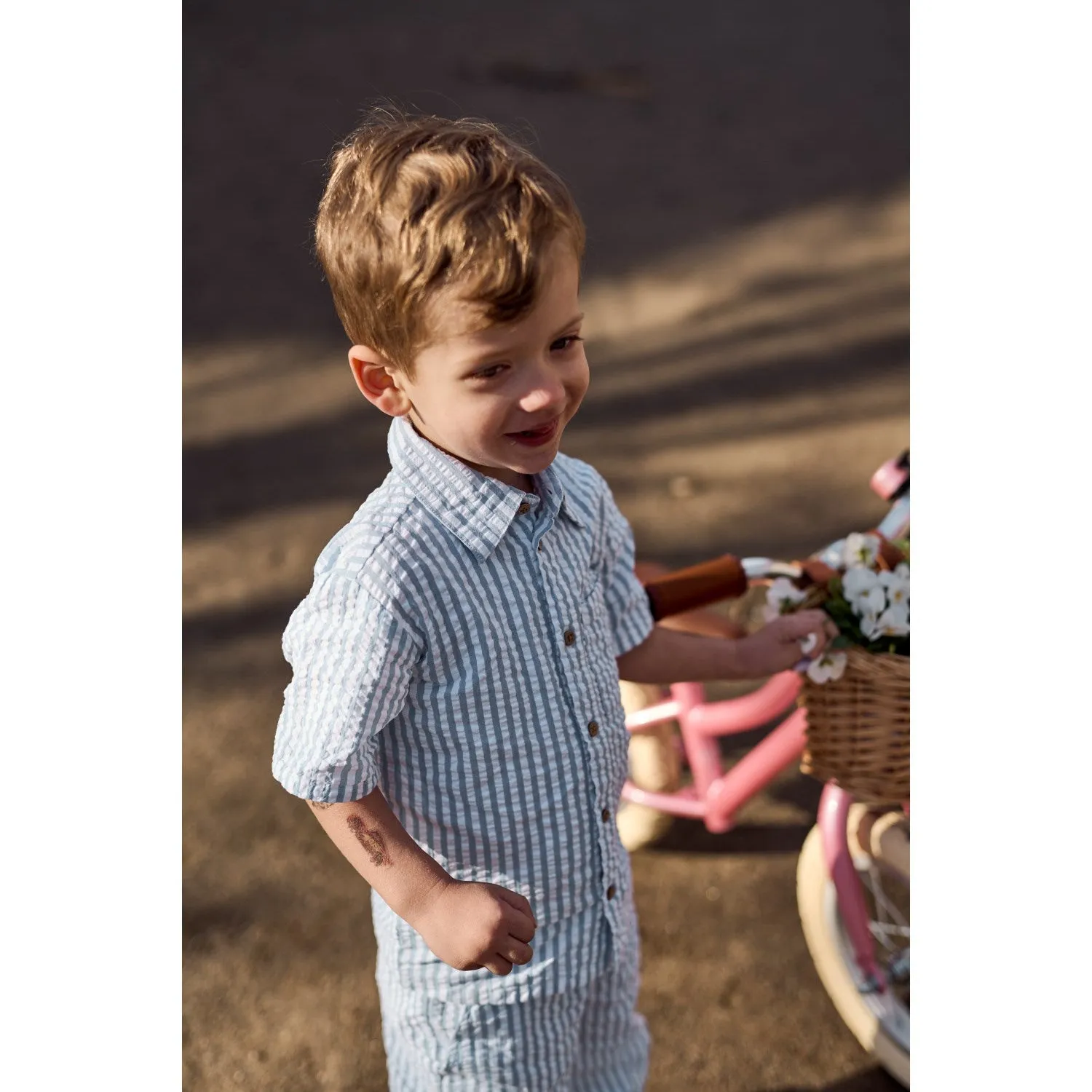 LES NOUVEAUX Siblings X Luksusbaby Pantalon Ojo Rayé Bleu Brumeux Babykids_The-New-Siblings