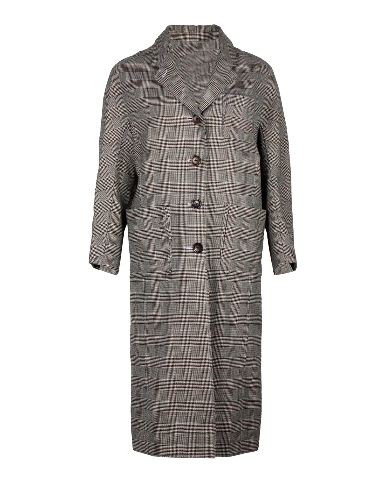 Manteau à carreaux Thom Browne en laine noire et blanche