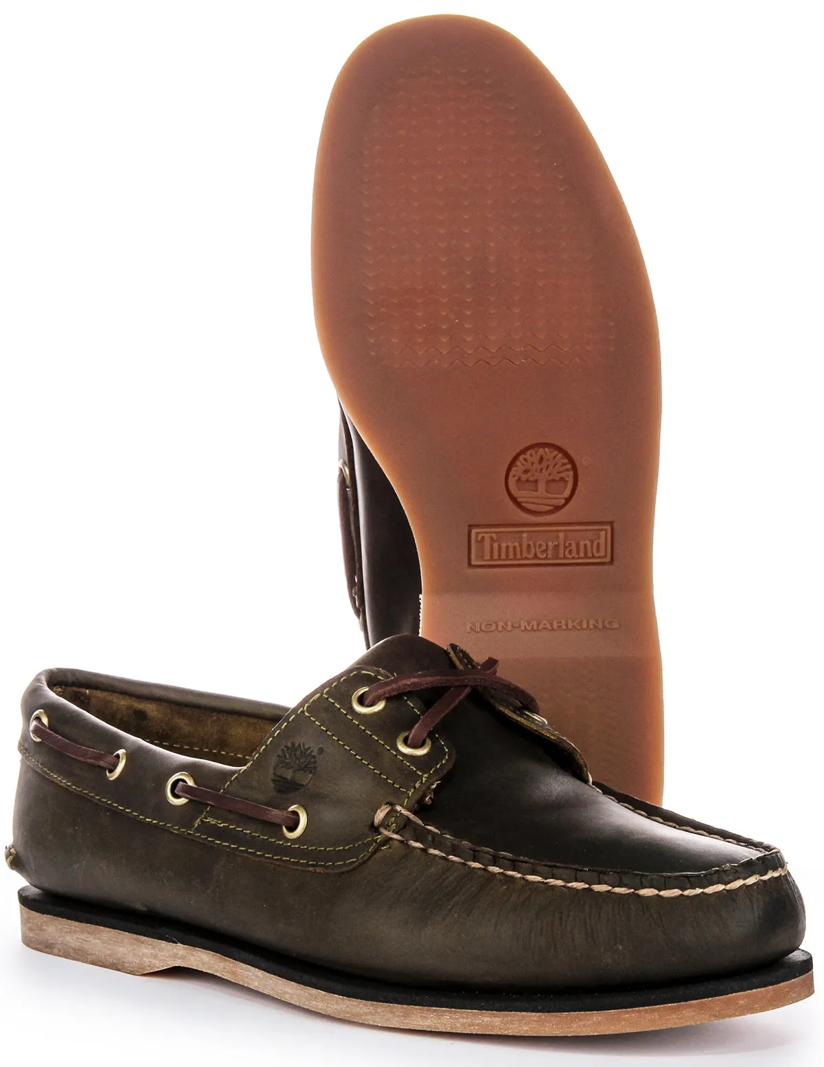 Chaussures bateau Timberland A4187 en olive pour hommes