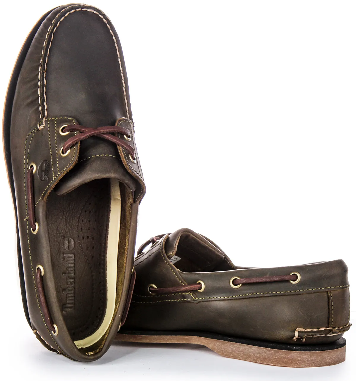 Chaussures bateau Timberland A4187 en olive pour hommes