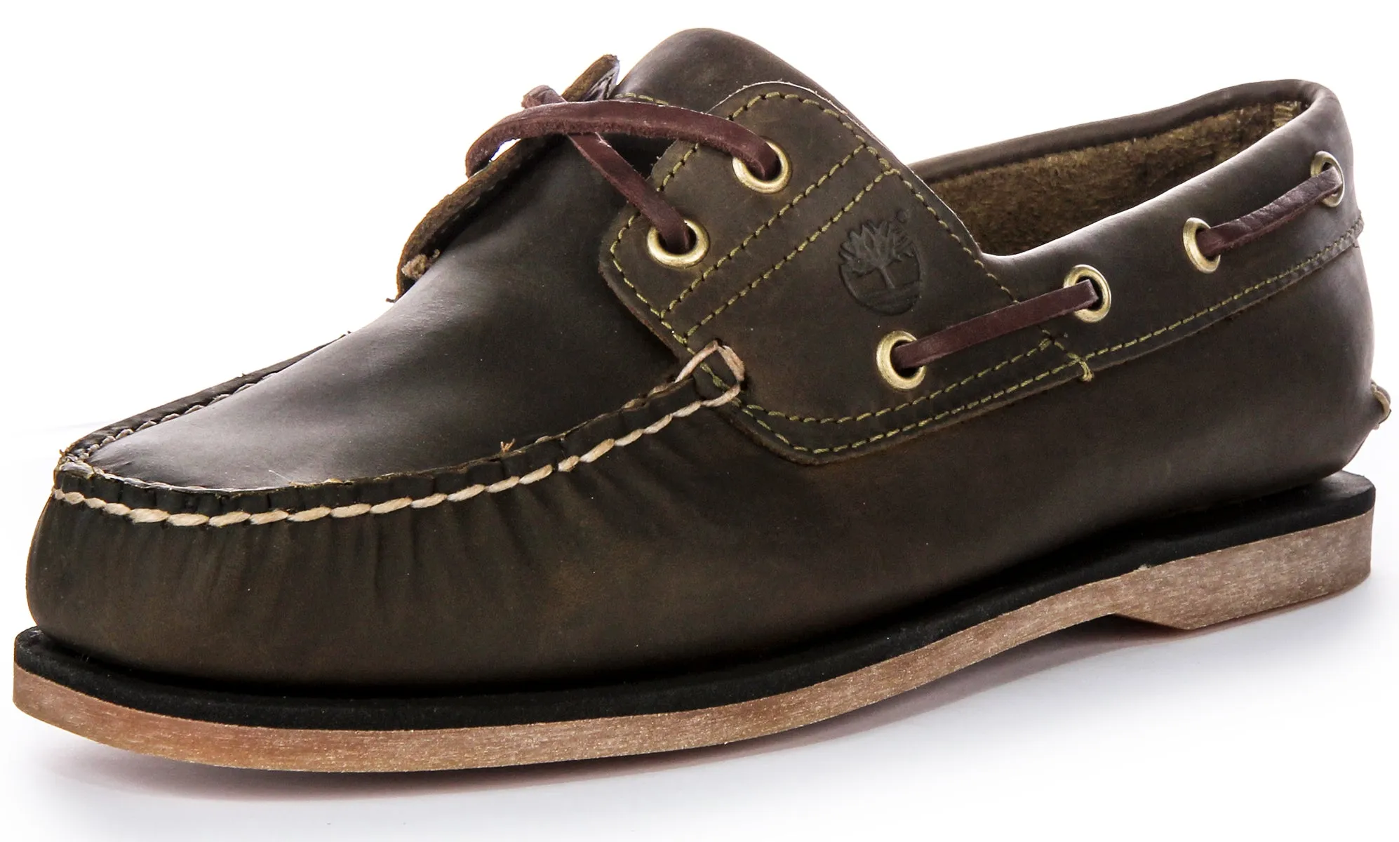 Chaussures bateau Timberland A4187 en olive pour hommes