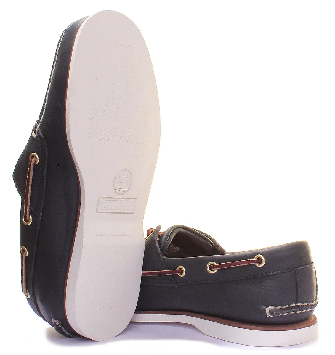 Chaussure bateau classique Timberland en bleu marine et blanc pour hommes
