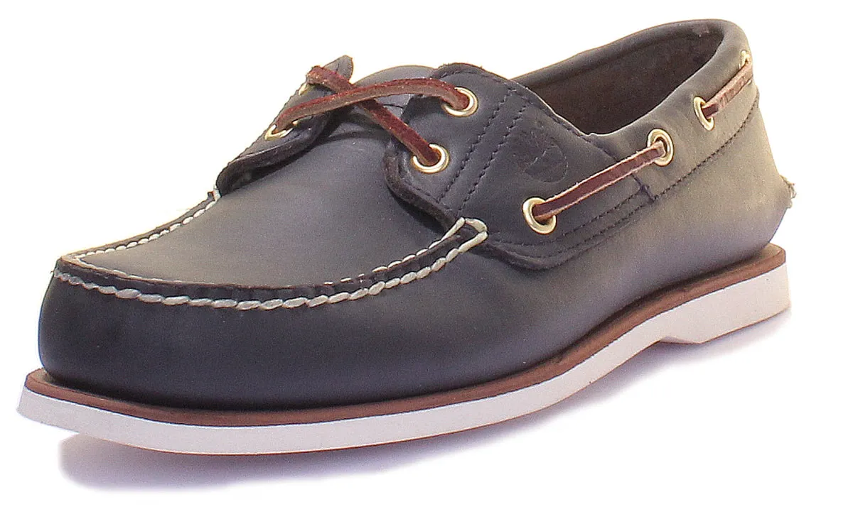 Chaussure bateau classique Timberland en bleu marine et blanc pour hommes