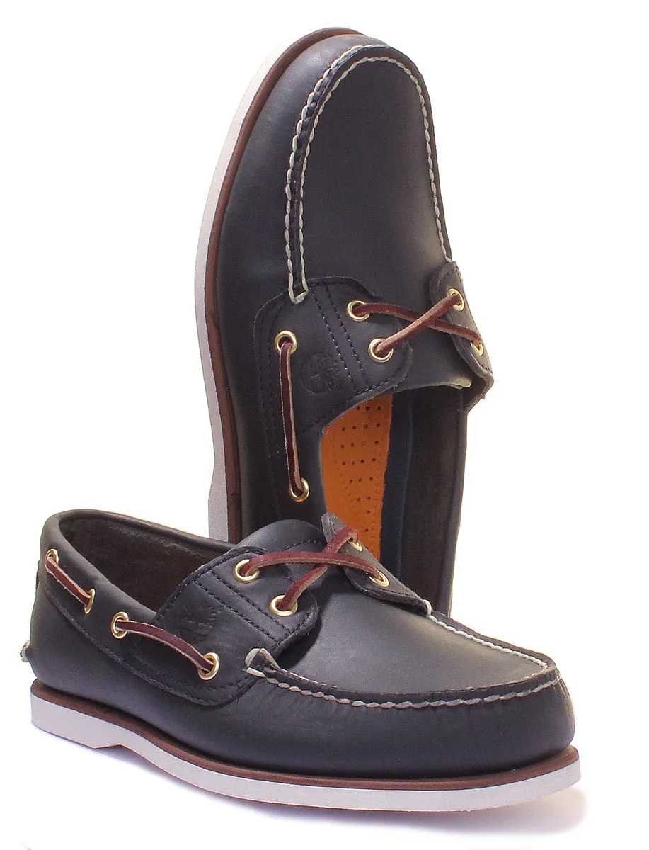 Chaussure bateau classique Timberland en bleu marine et blanc pour hommes