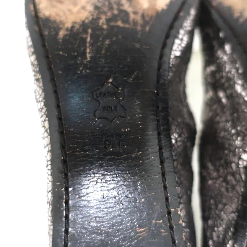 Tory Burch Ballerines Scrunch Amelia en cuir argenté ornées de cristaux Taille 8