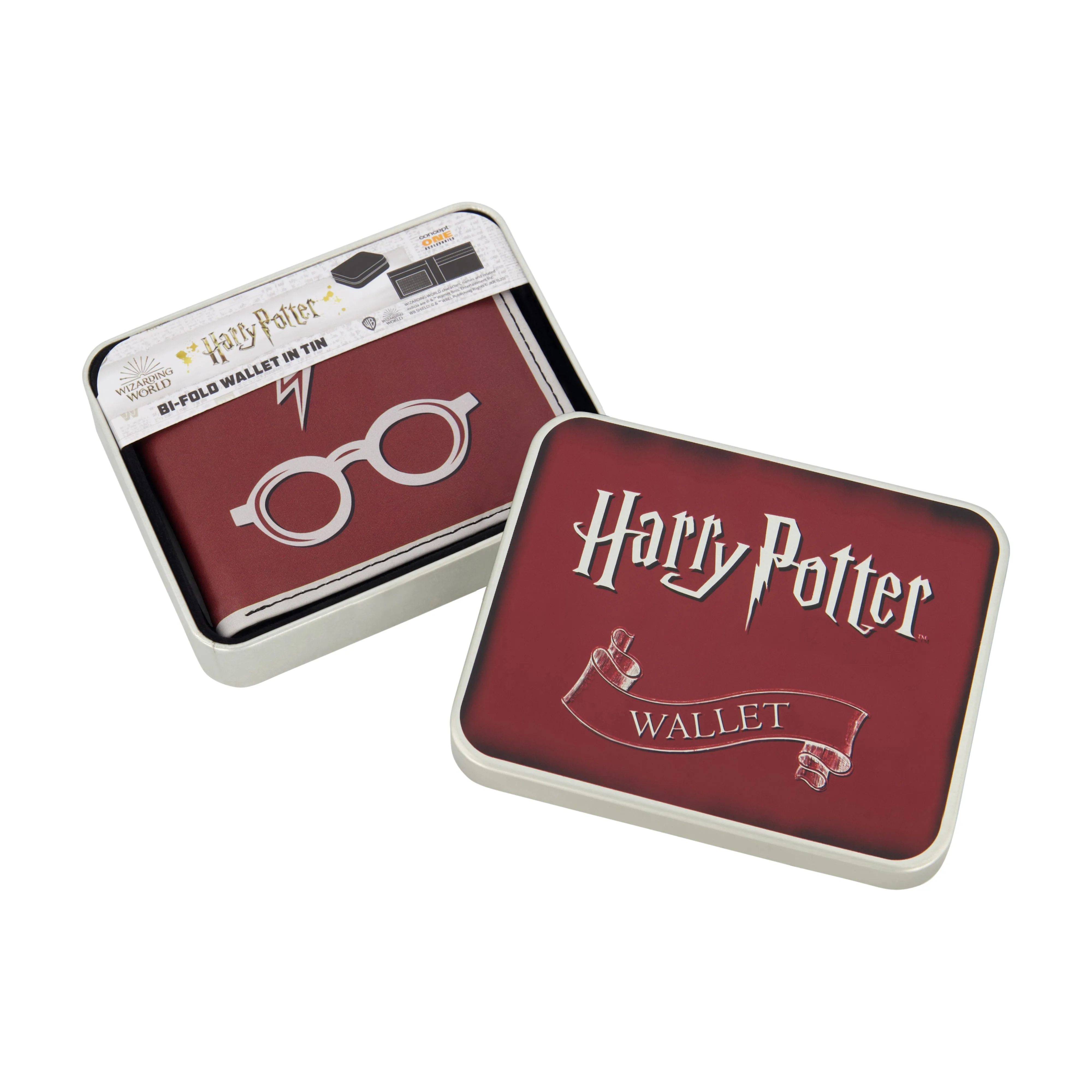Portefeuille bifold WB HARRY POTTER Éclair et Lunettes en bordeaux, portefeuille mince avec boîte décorative pour hommes et femmes chaussures ecco
