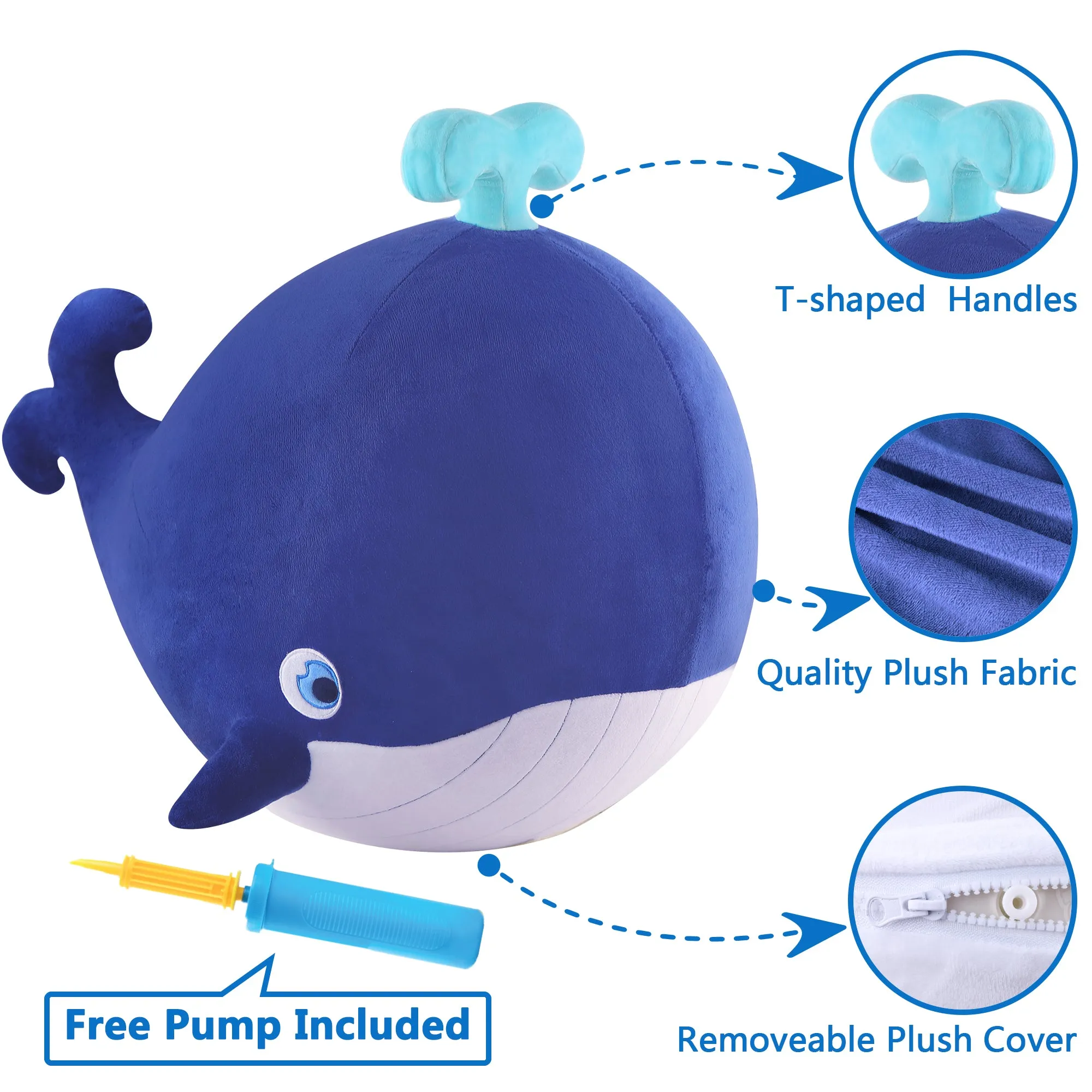 Ballon Sauteur Gonflable en Peluche Baleine Hopper - Jouet Animal