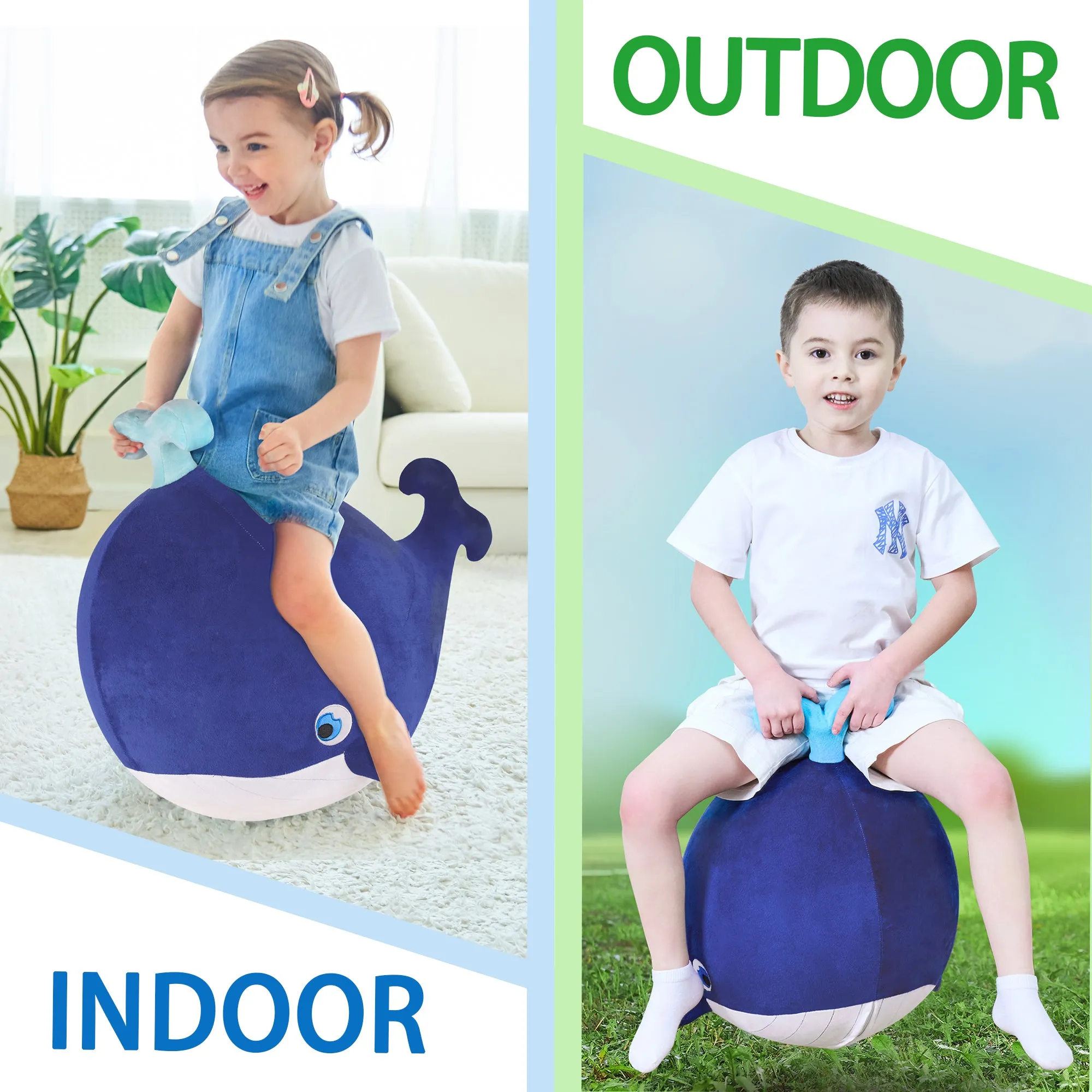 Ballon Sauteur Gonflable en Peluche Baleine Hopper - Jouet Animal