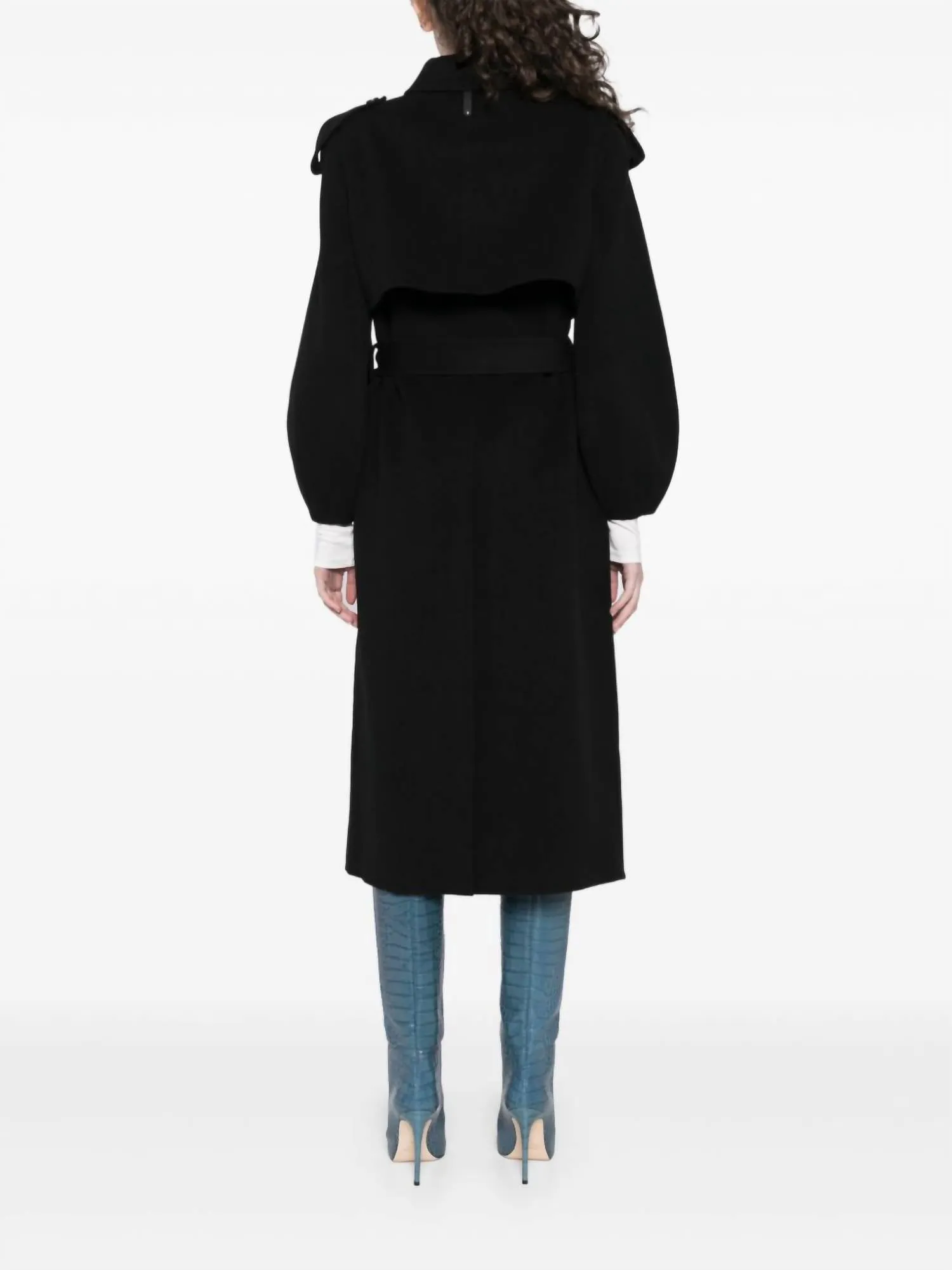 Manteau ceinturé en laine feutrée Ceyla pour femme en noir