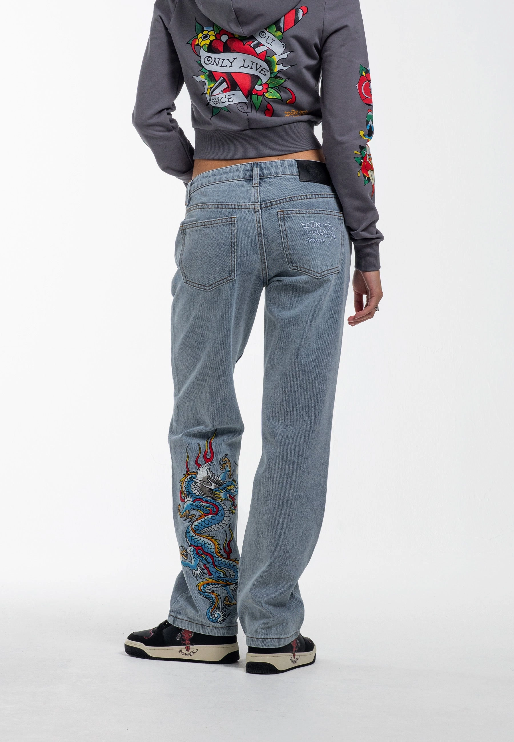 Pantalons Jeans Droit Femme Dragon Flame - Bleu