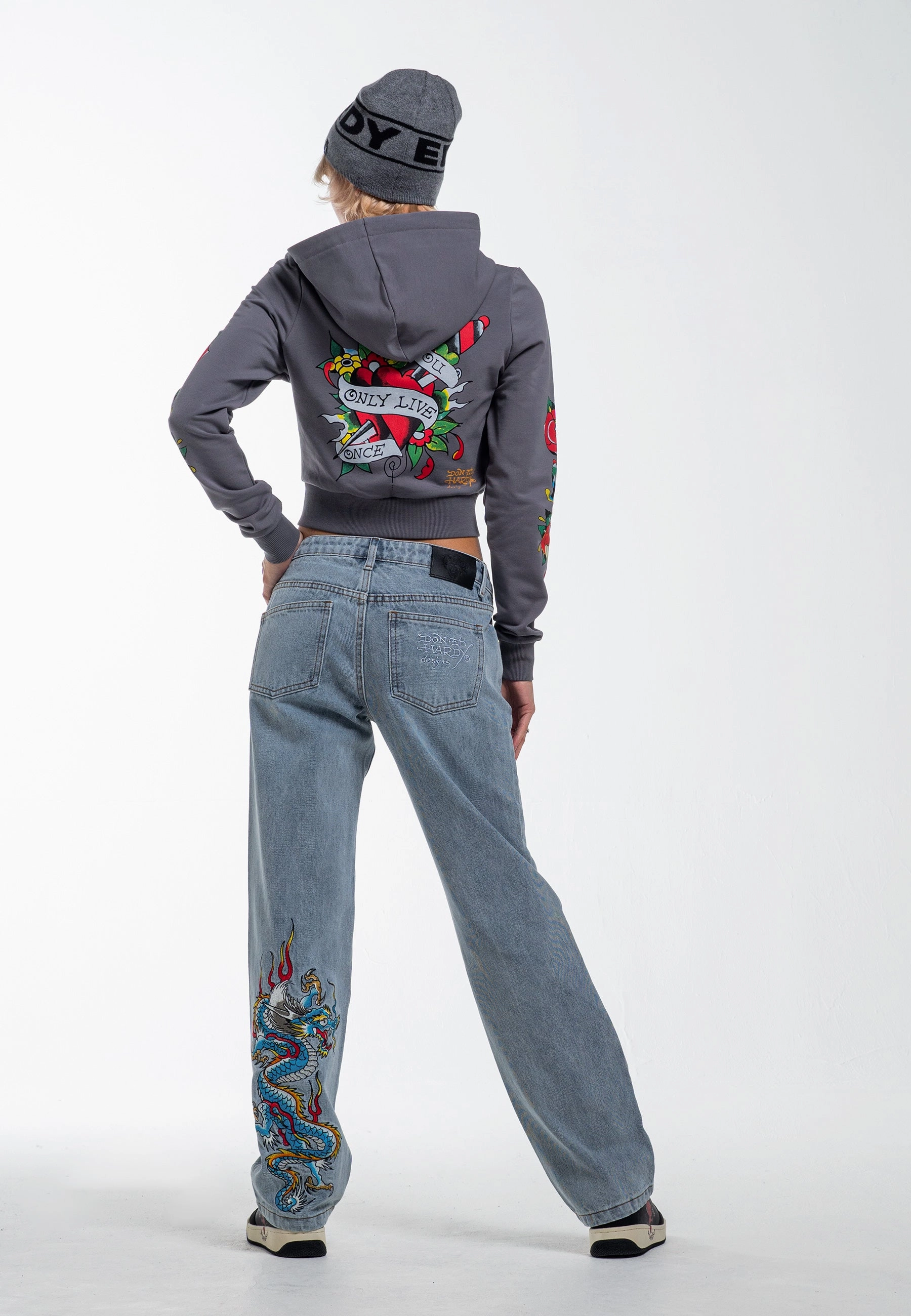 Pantalons Jeans Droit Femme Dragon Flame - Bleu