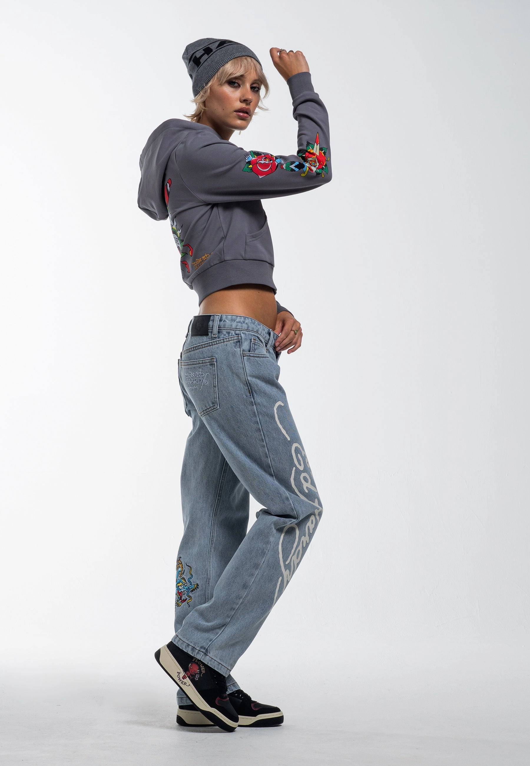 Pantalons Jeans Droit Femme Dragon Flame - Bleu