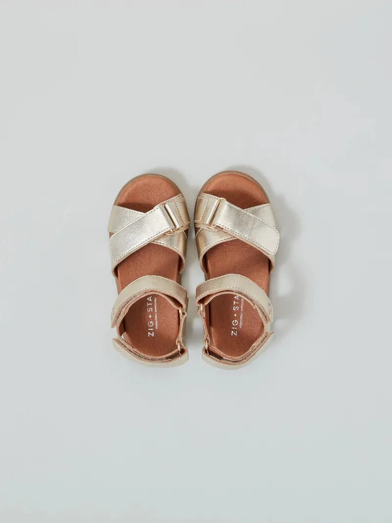 Zig   Star : Sandales à brides croisées pour filles Rae - Poussière d'or