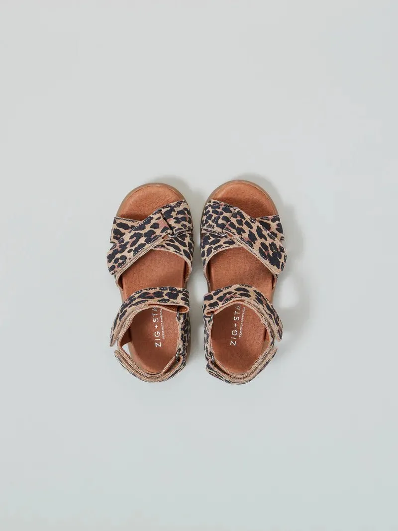 Zig   Star : Sandales à lanières croisées pour filles Rae - Animal naturel